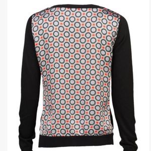 Super cute black sweater with color-print back